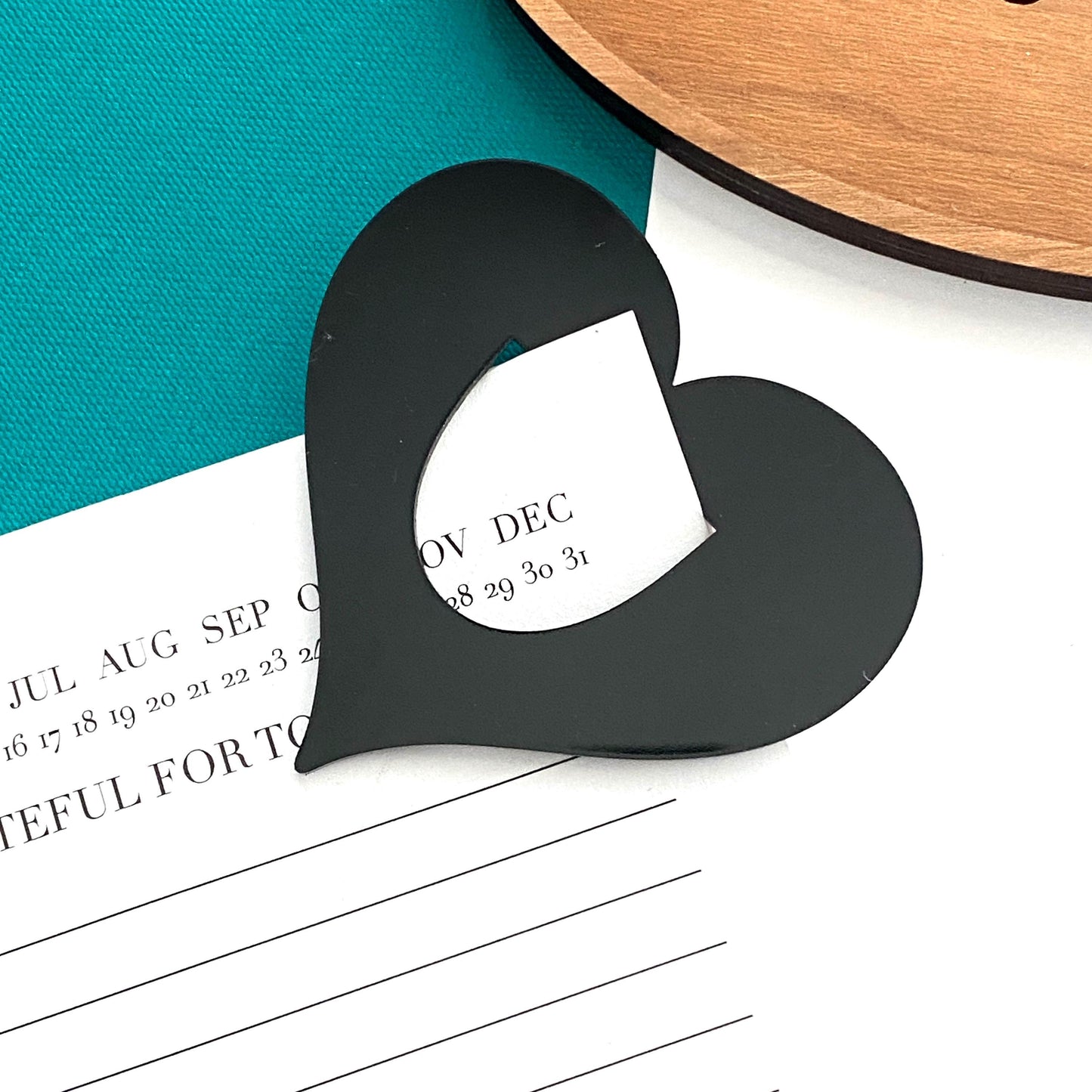 Heart Bookmark, Unique Black Heart Shaped Bookmark, Acrylic Page Clip