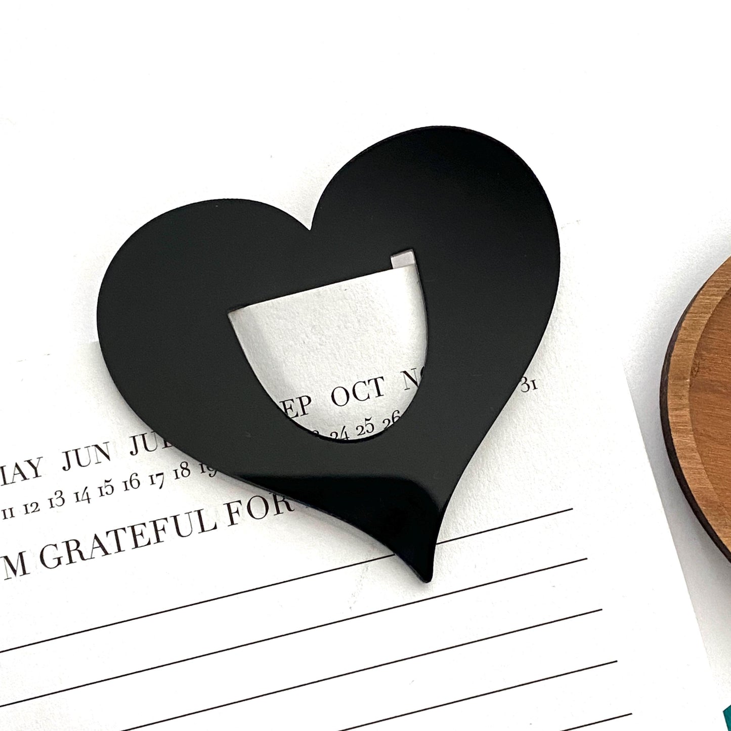Heart Bookmark, Unique Black Heart Shaped Bookmark, Acrylic Page Clip