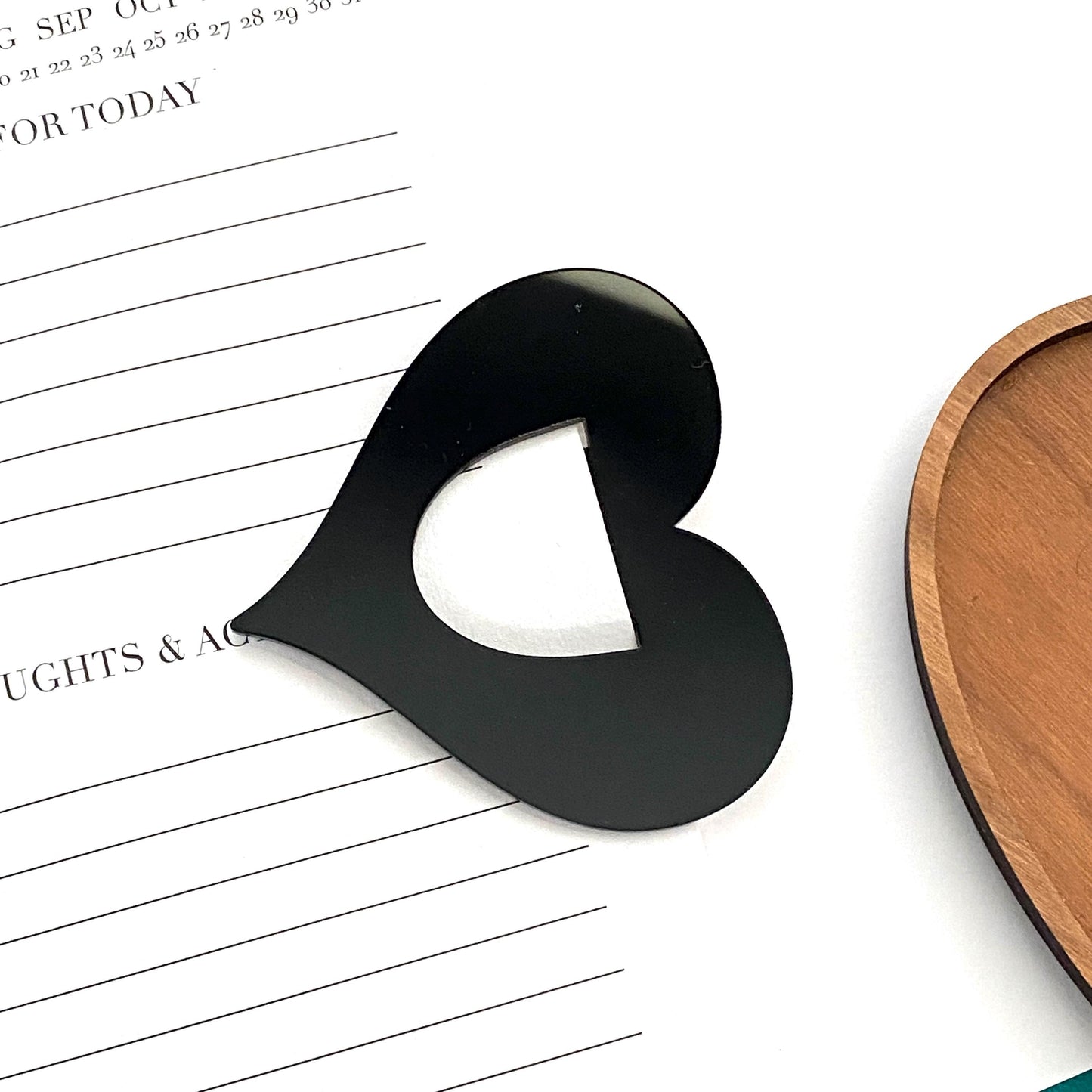 Heart Bookmark, Unique Black Heart Shaped Bookmark, Acrylic Page Clip