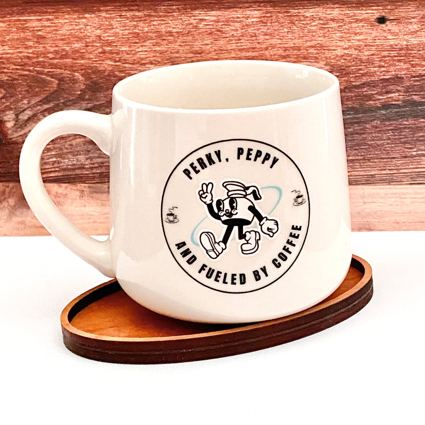 Coffee Mug Retro Diner Inspired "Perky, Peppy, & Fueled By Coffee" Perfect for Hot Drinks & Cereal