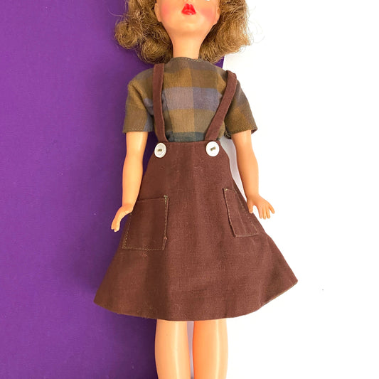 Vintage Tammy Doll Two-Piece Jumper Dress Set Homemade Outfit Blouse & Jumper 1960s