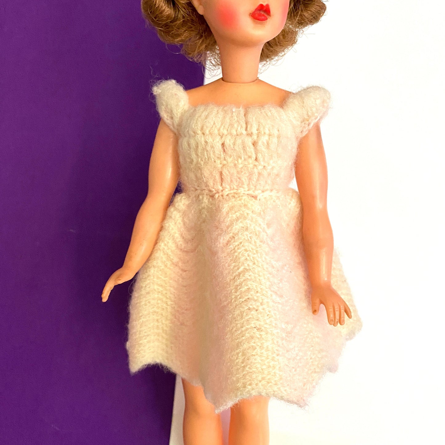 Vintage Tammy Doll Dress Knit Knack, Pink & White Knit Dress #9917