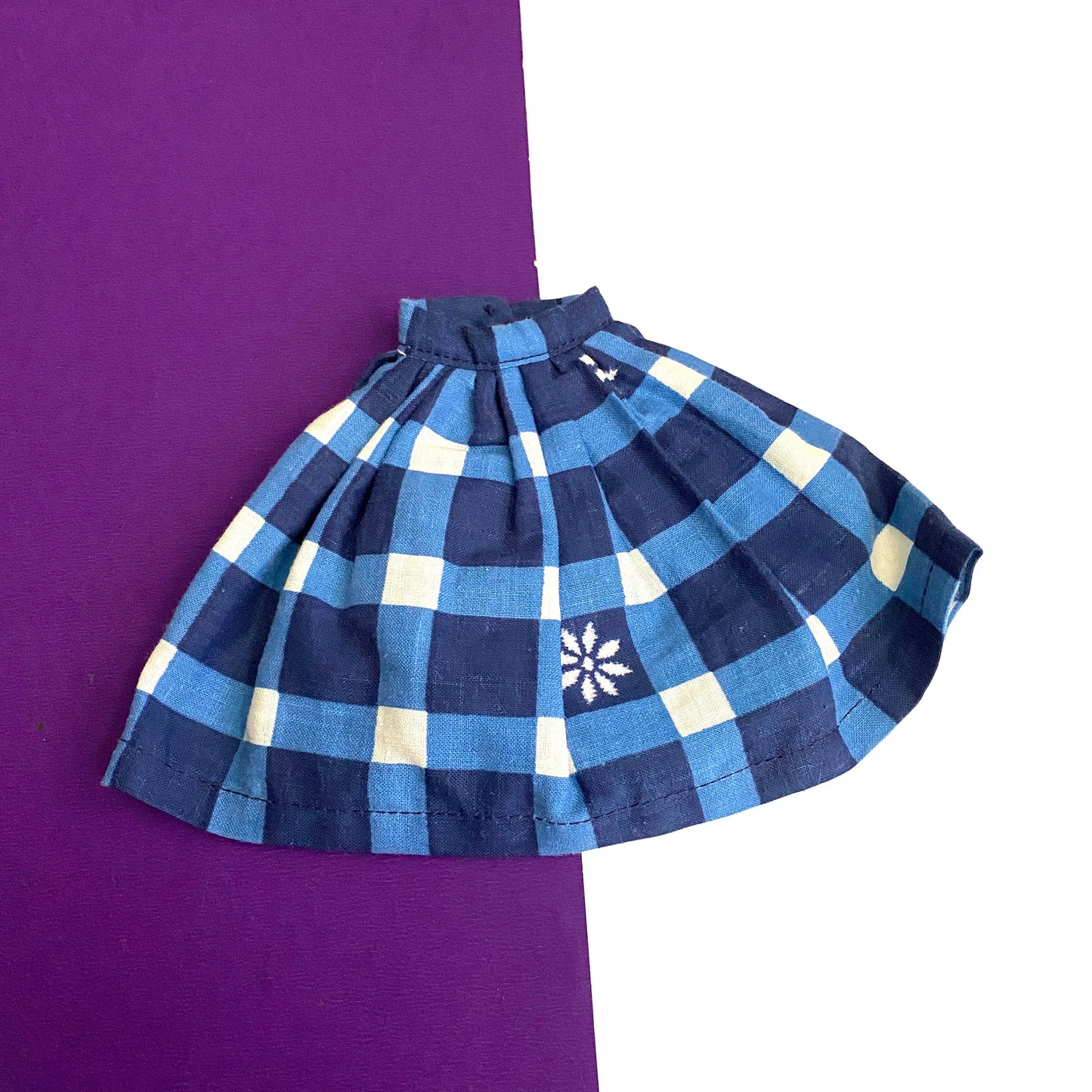 Vintage 1960s Barbie Skirt Advance Pattern #9939 Blue & White with White Flower Accents