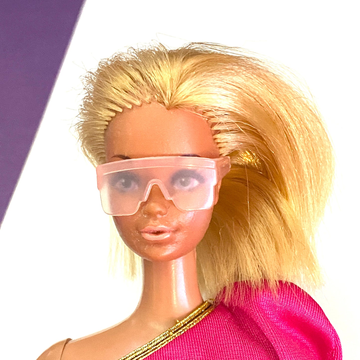 1980s Barbie Sunglasses Large Block Frame Light Pink