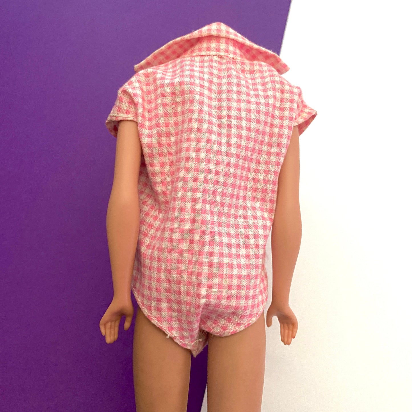 Vintage 1960s Barbie Tammy Doll Pink GinghamTop Blouse Shirt