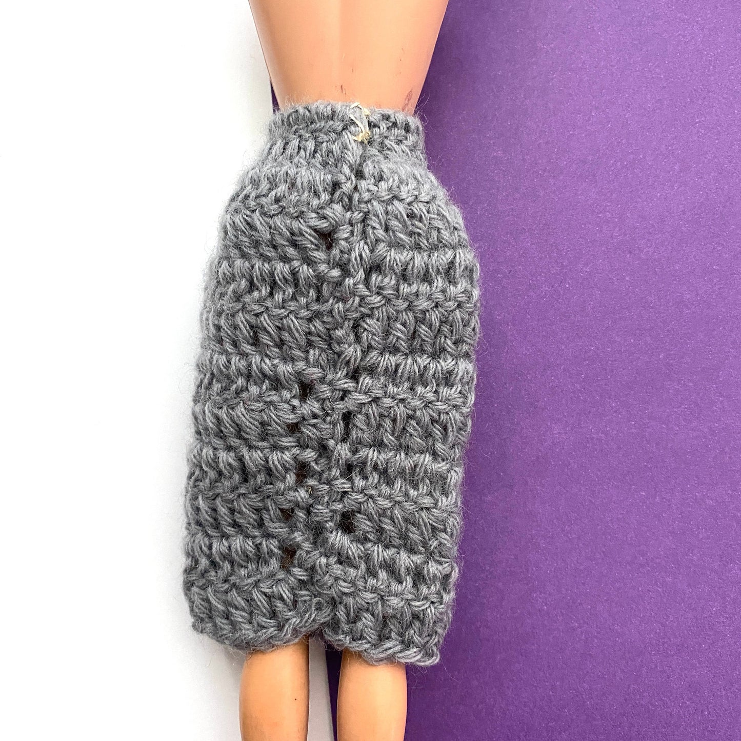 Vintage Fashion Doll Gray Knit Sheath Skirt Handmade Mitzi Wendy Babs Clone Doll Skirt 1960s