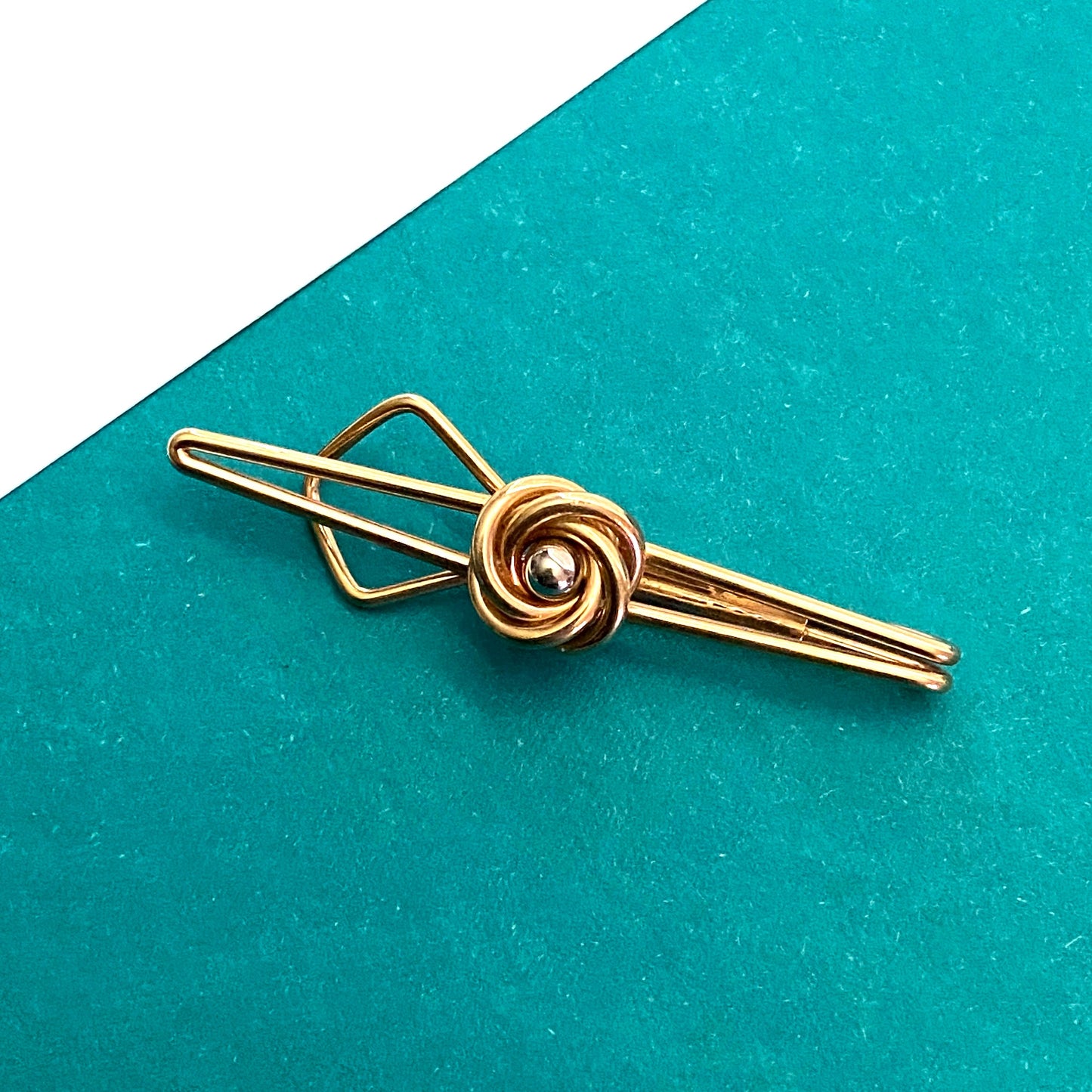 Vintage Swank Gold Tone Two Tone Tie Clip Bar 1960s