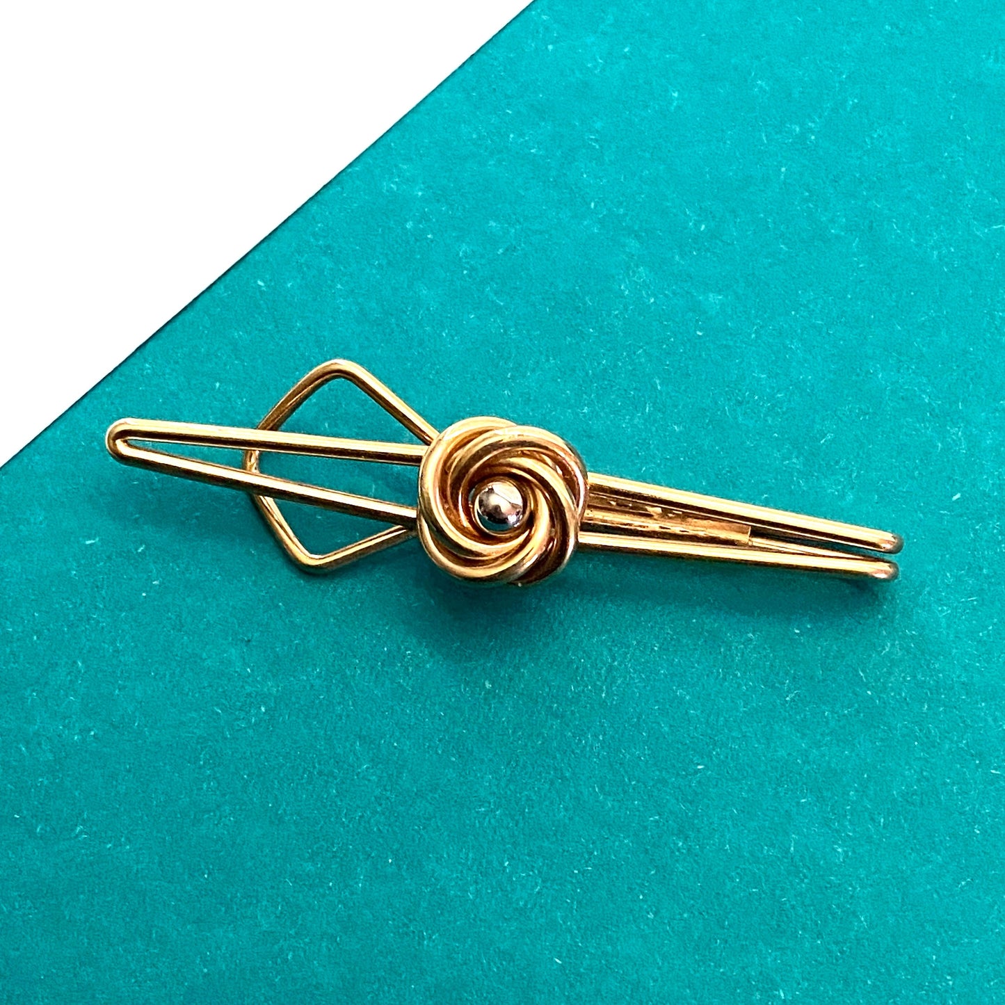 Vintage Swank Gold Tone Two Tone Tie Clip Bar 1960s