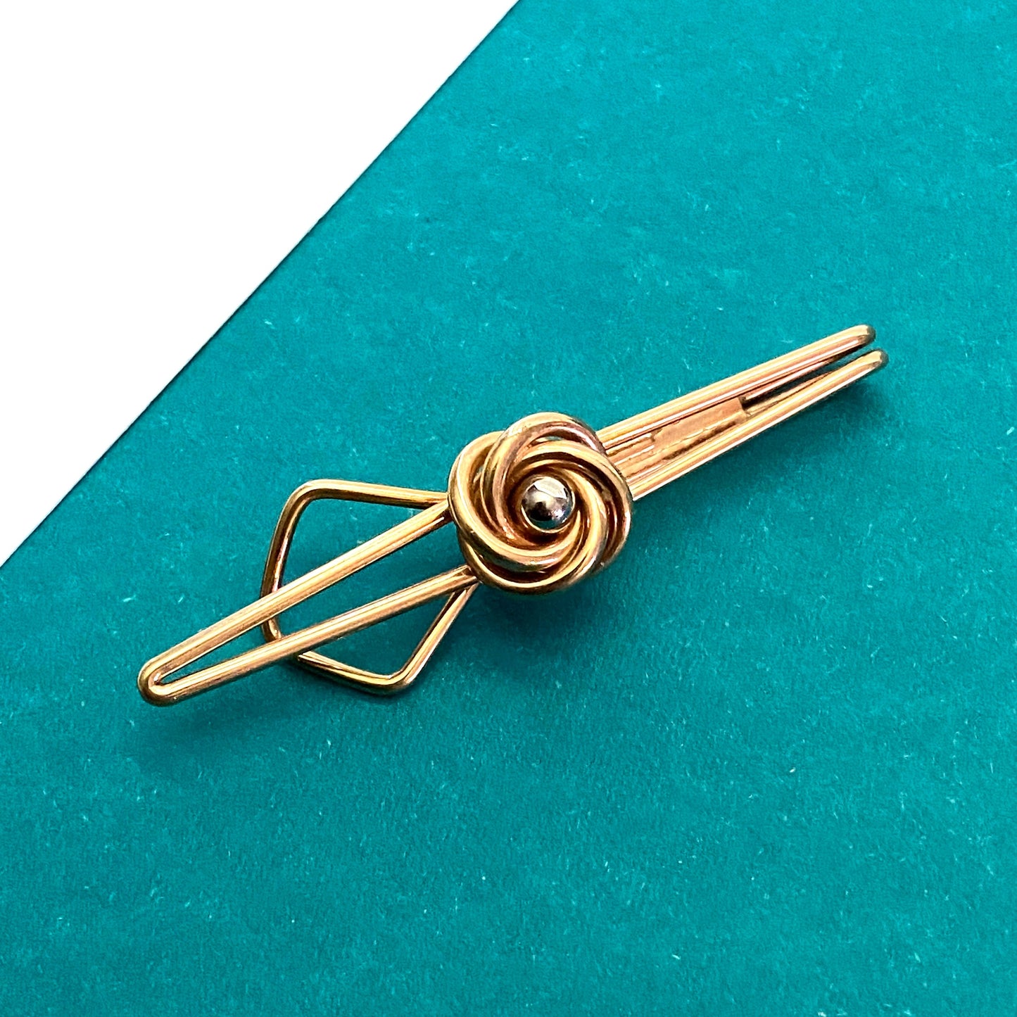 Vintage Swank Gold Tone Two Tone Tie Clip Bar 1960s