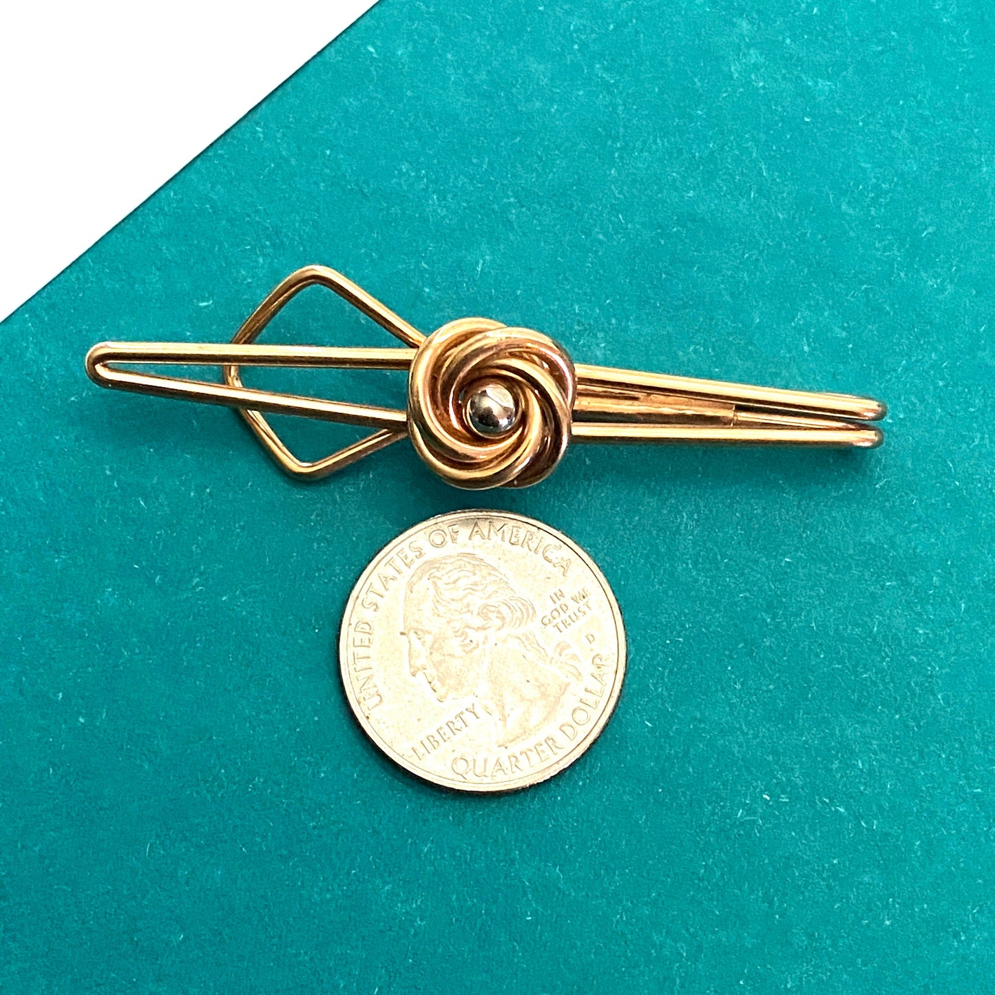 Vintage Swank Gold Tone Two Tone Tie Clip Bar 1960s