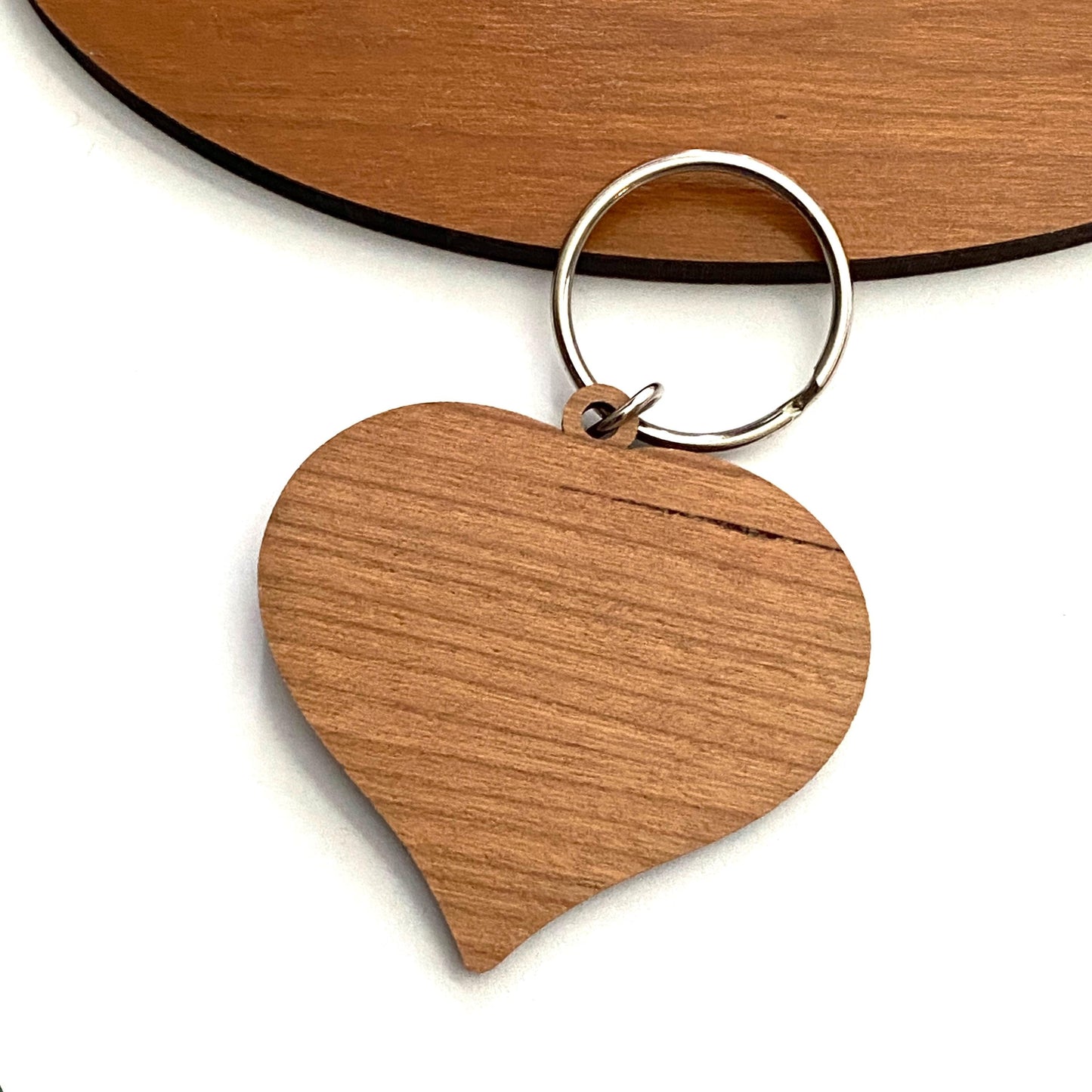 Heart Shaped "Love" Keychain Cherry Wood Retro Inspired - Cute and Unique Handmade Gift