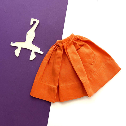 Vintage Barbie Orange Gathered Skirt with White Hanger Fashion PAK 1960s