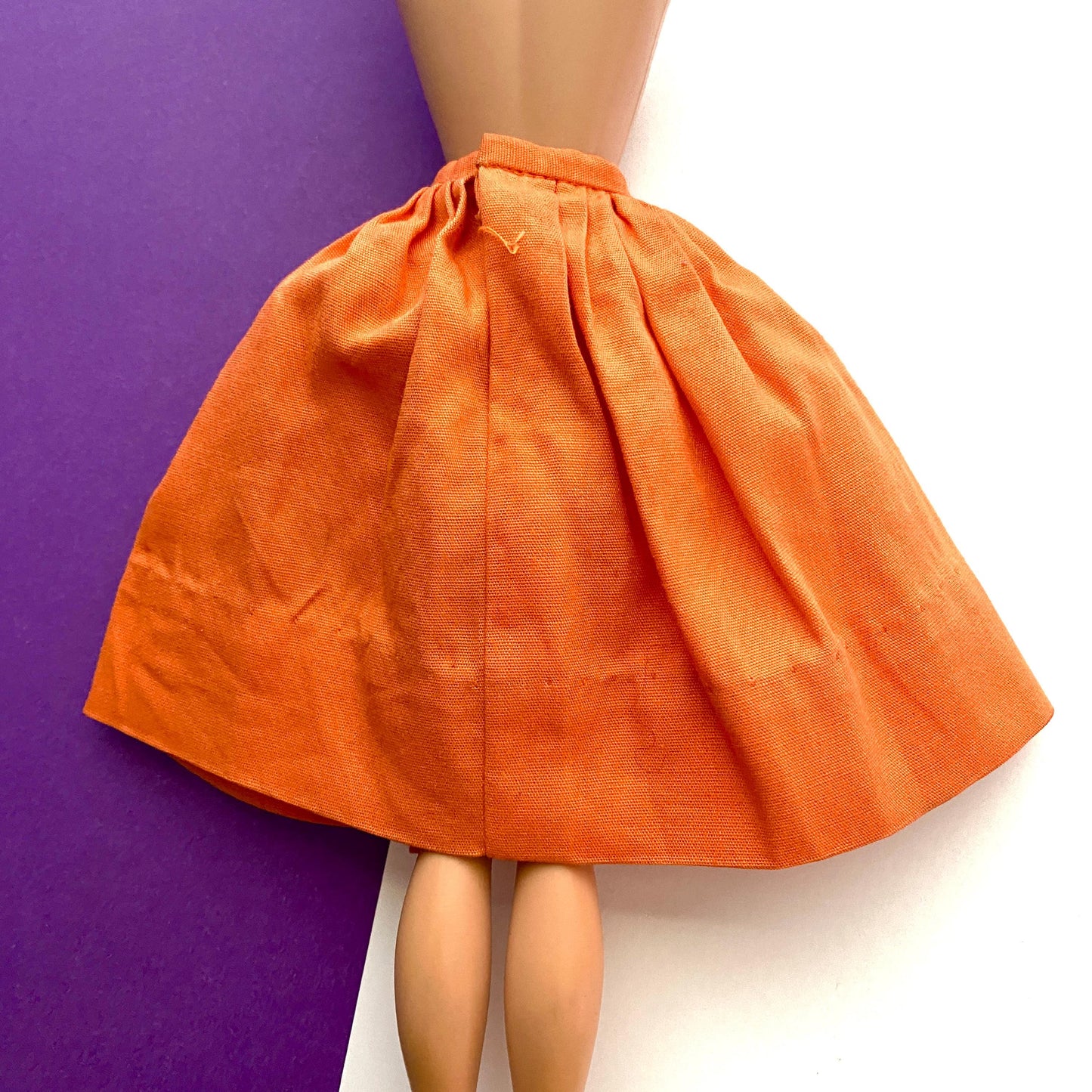 Vintage Barbie Orange Gathered Skirt with White Hanger Fashion PAK 1960s