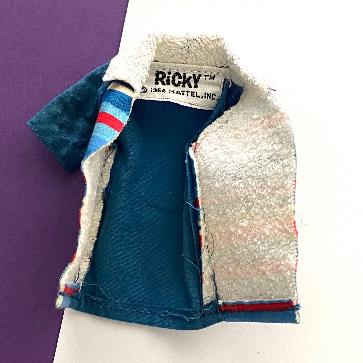 Vintage Ricky Doll Blue Striped Shirt 1965, #1090