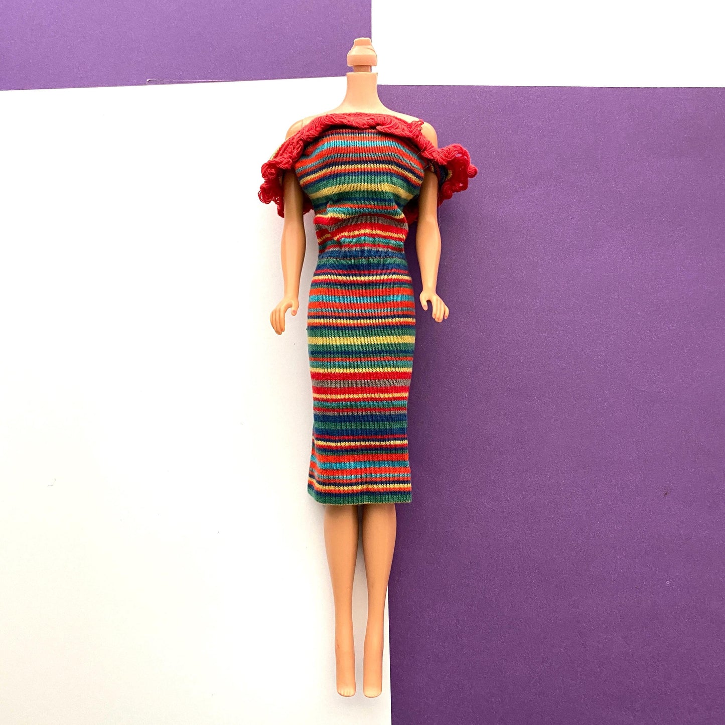 Vintage Barbie & Midge Knit Dress Multi-Stripe Spectator Sport