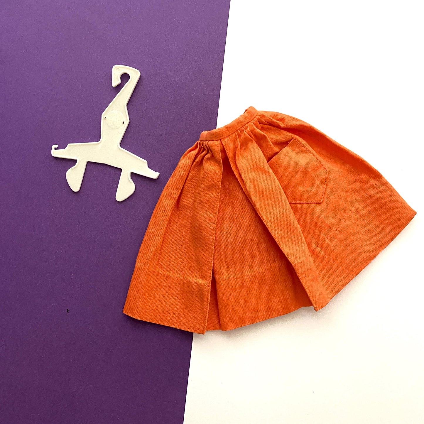 Vintage Barbie Orange Gathered Skirt with White Hanger Fashion PAK 1960s