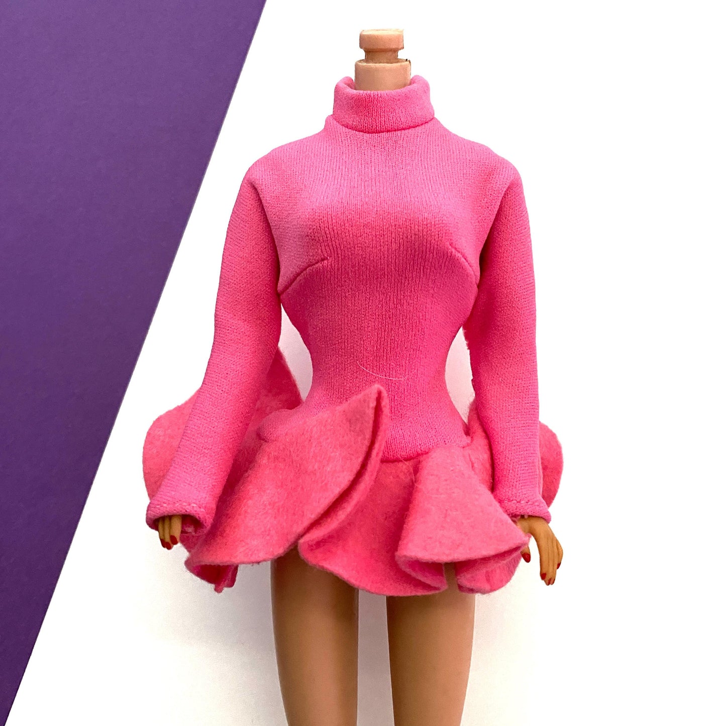 Vintage Barbie Skater's Waltz Pink Fleece Skating Dress & Mittens - See Pics