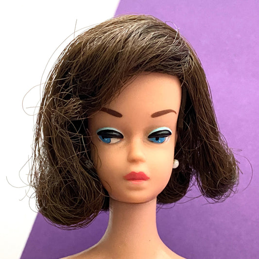 Vintage Barbie Brunette Side Part Wig Fashion Queen Hair Fair Accessory 1960s - Wig Only