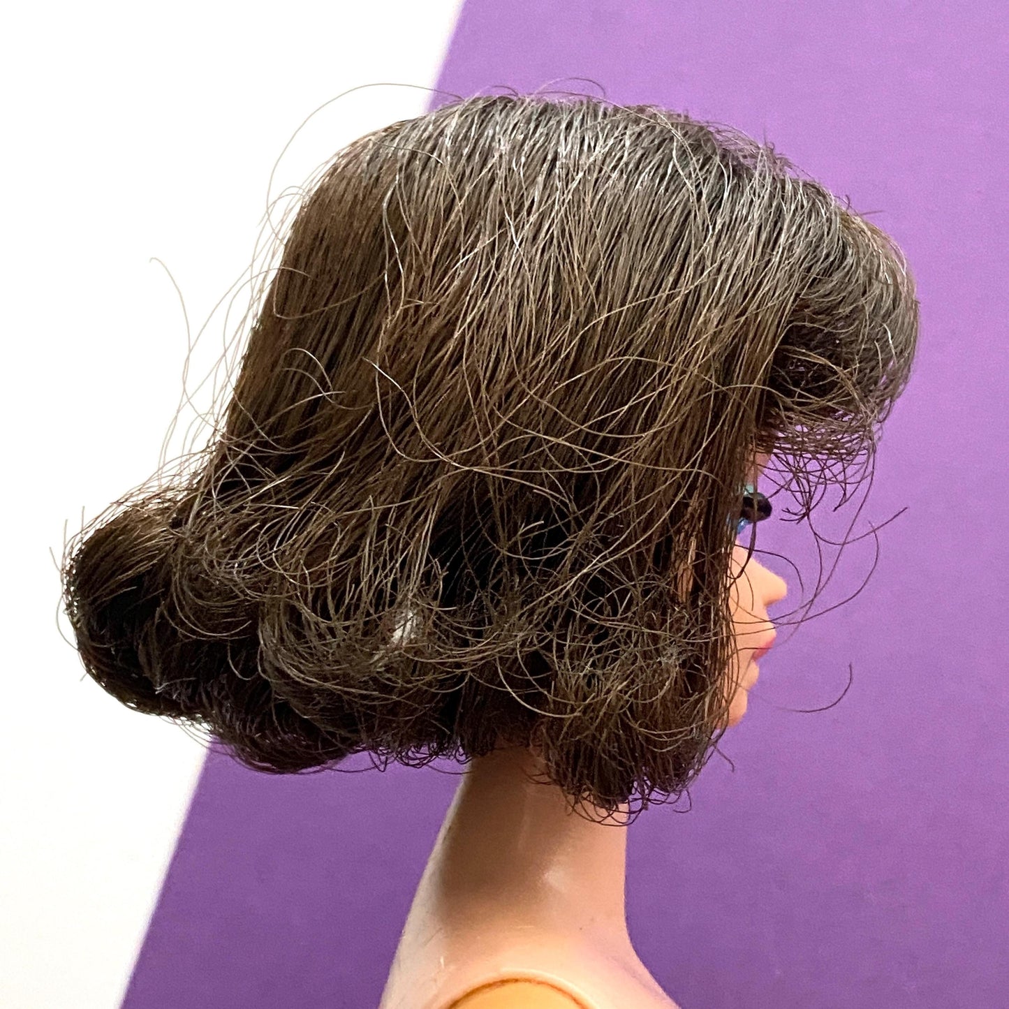 Vintage Barbie Brunette Side Part Wig Fashion Queen Hair Fair Accessory 1960s - Wig Only