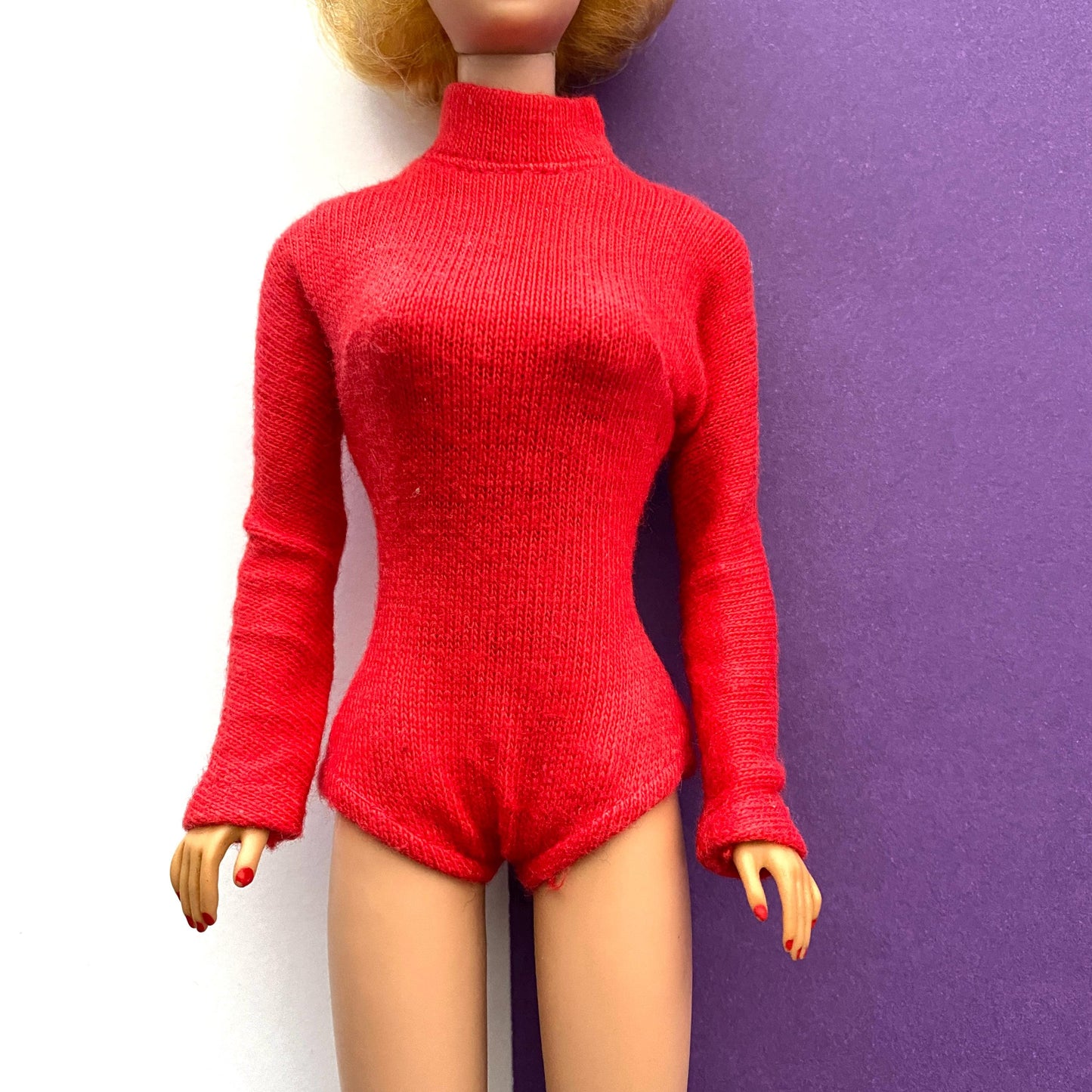 Vintage Barbie Ice Breaker Red Body Suit Blouse Top #942