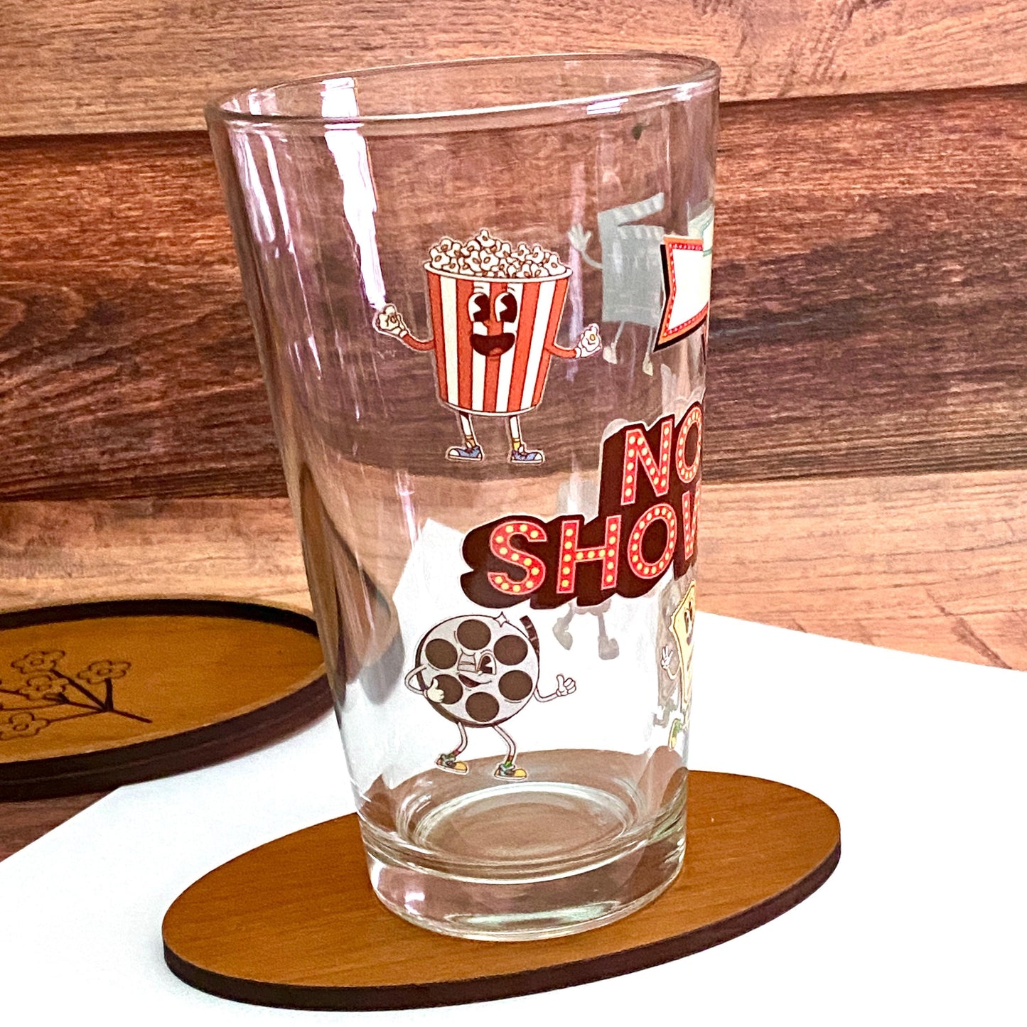 Classic Movie Themed Mixing Glass - 16 oz "Now Showing" Design, Classic Movie Lovers, Gift For Movie Lovers