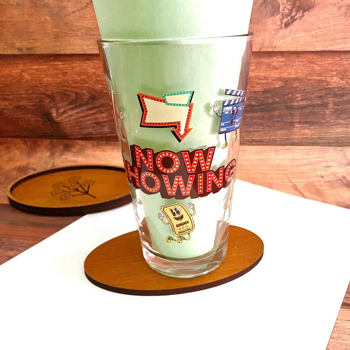 Classic Movie Themed Mixing Glass - 16 oz "Now Showing" Design, Classic Movie Lovers, Gift For Movie Lovers