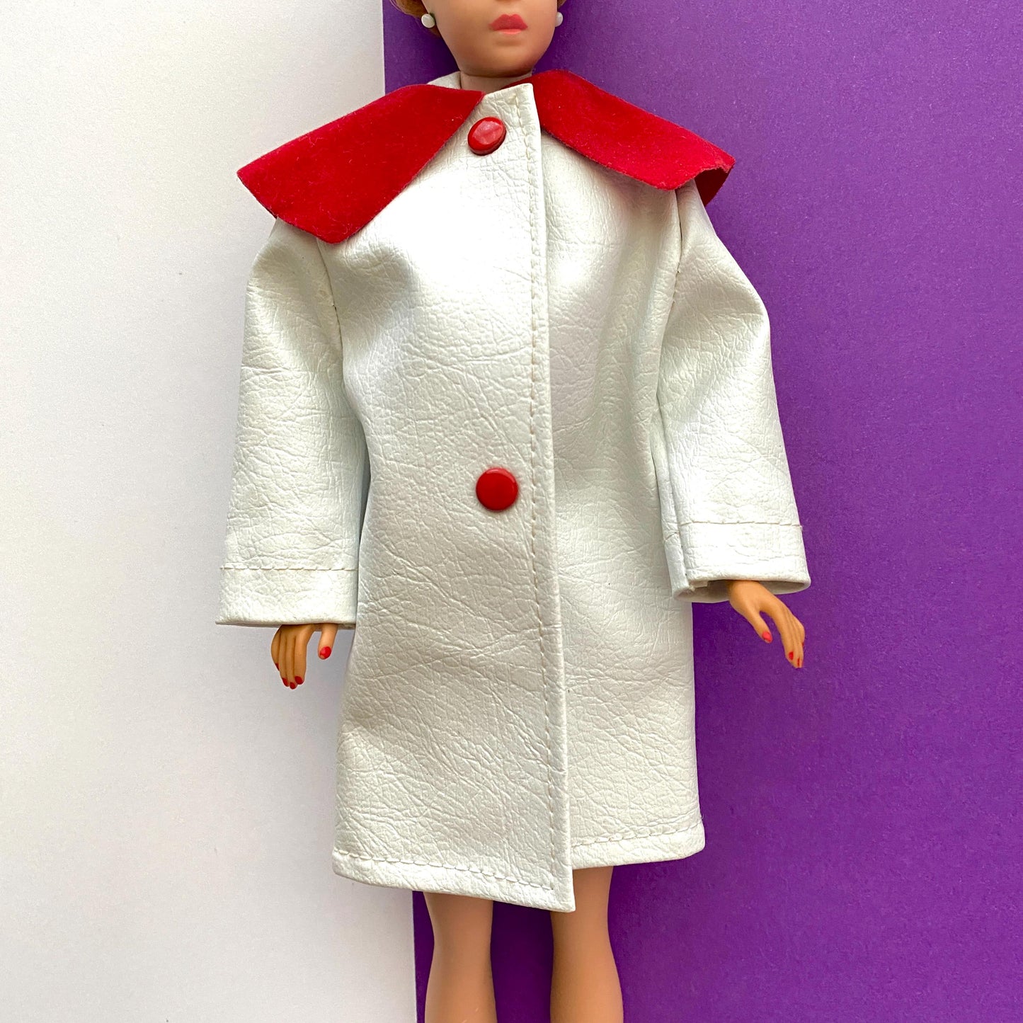 Vintage 1960s Premier Doll Togs Doll Coat Red & White