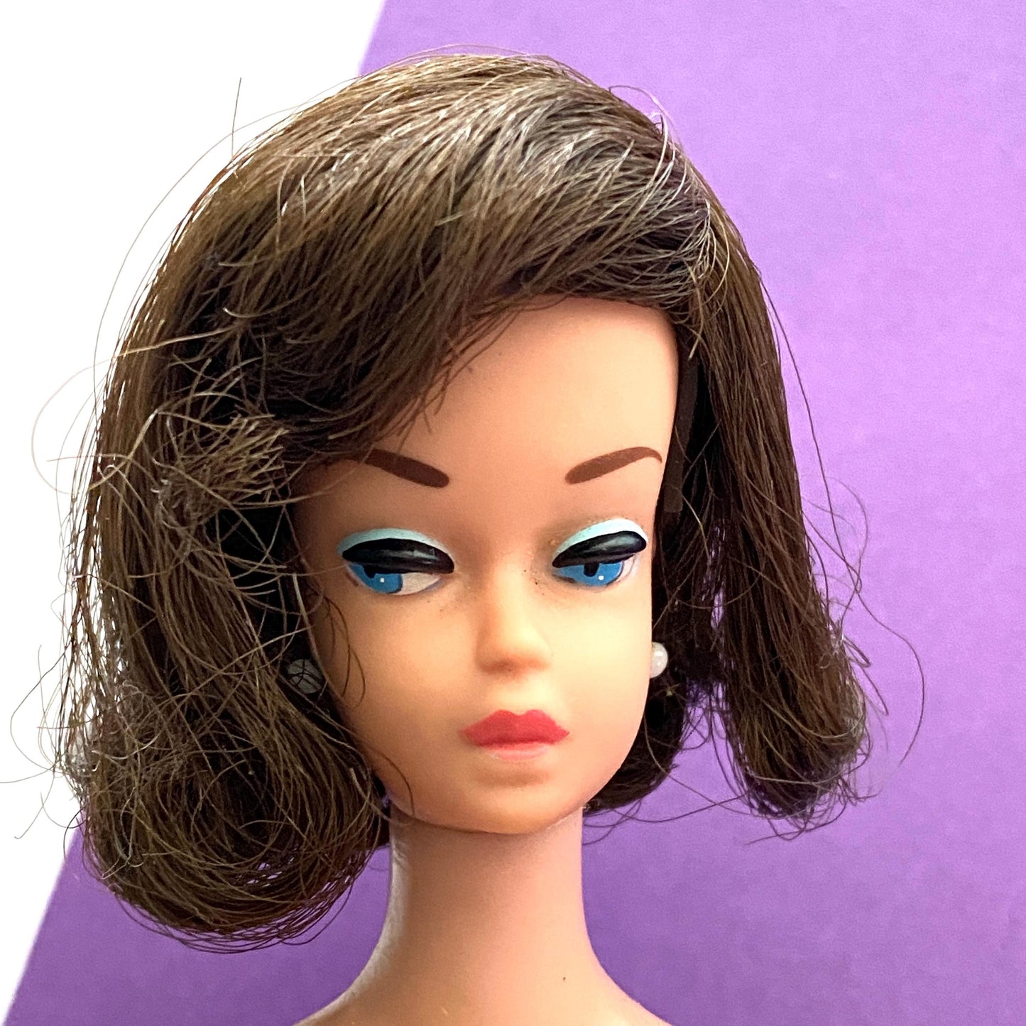 Vintage Barbie Brunette Side Part Wig Fashion Queen Hair Fair Accessory 1960s - Wig Only