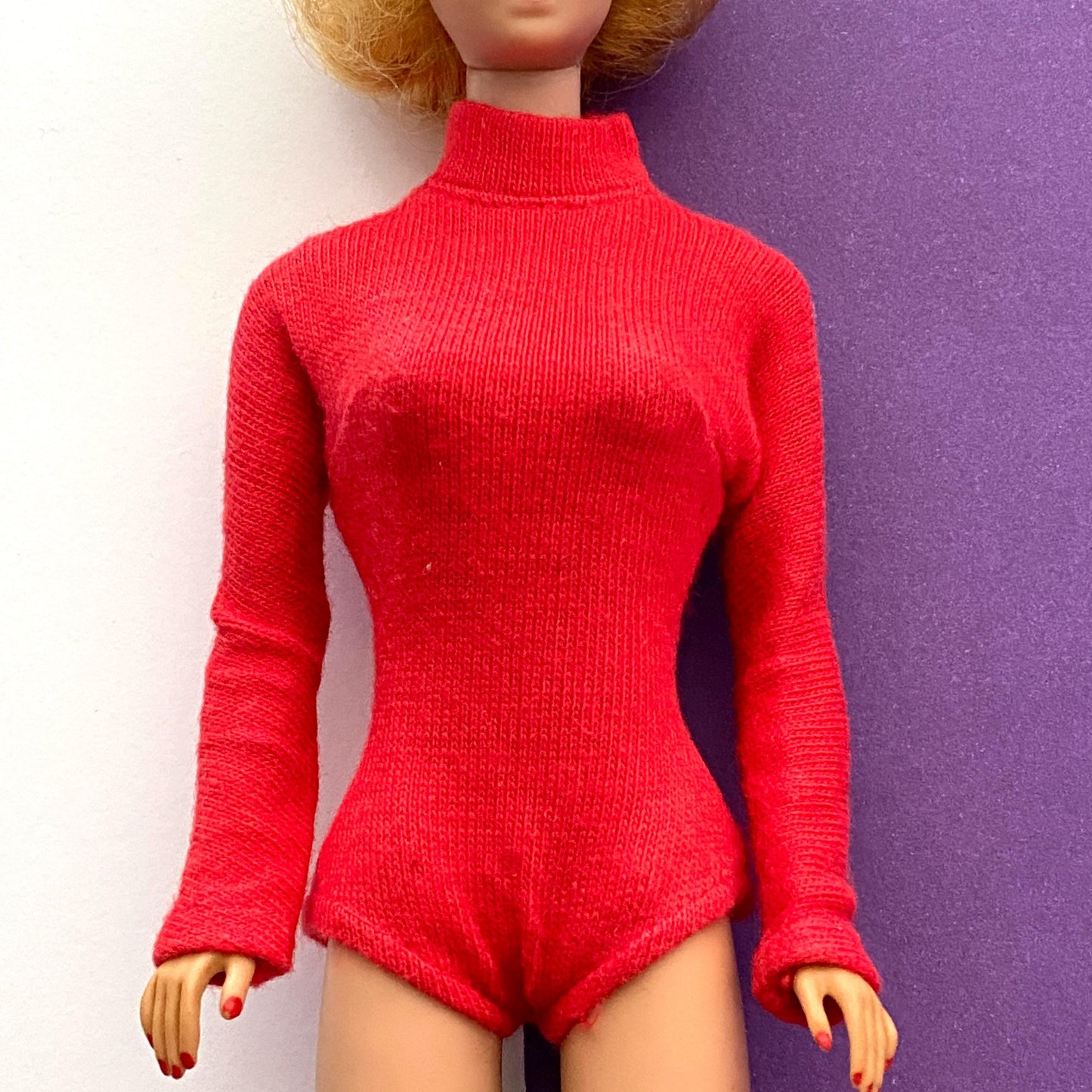 Vintage Barbie Ice Breaker Red Body Suit Blouse Top #942