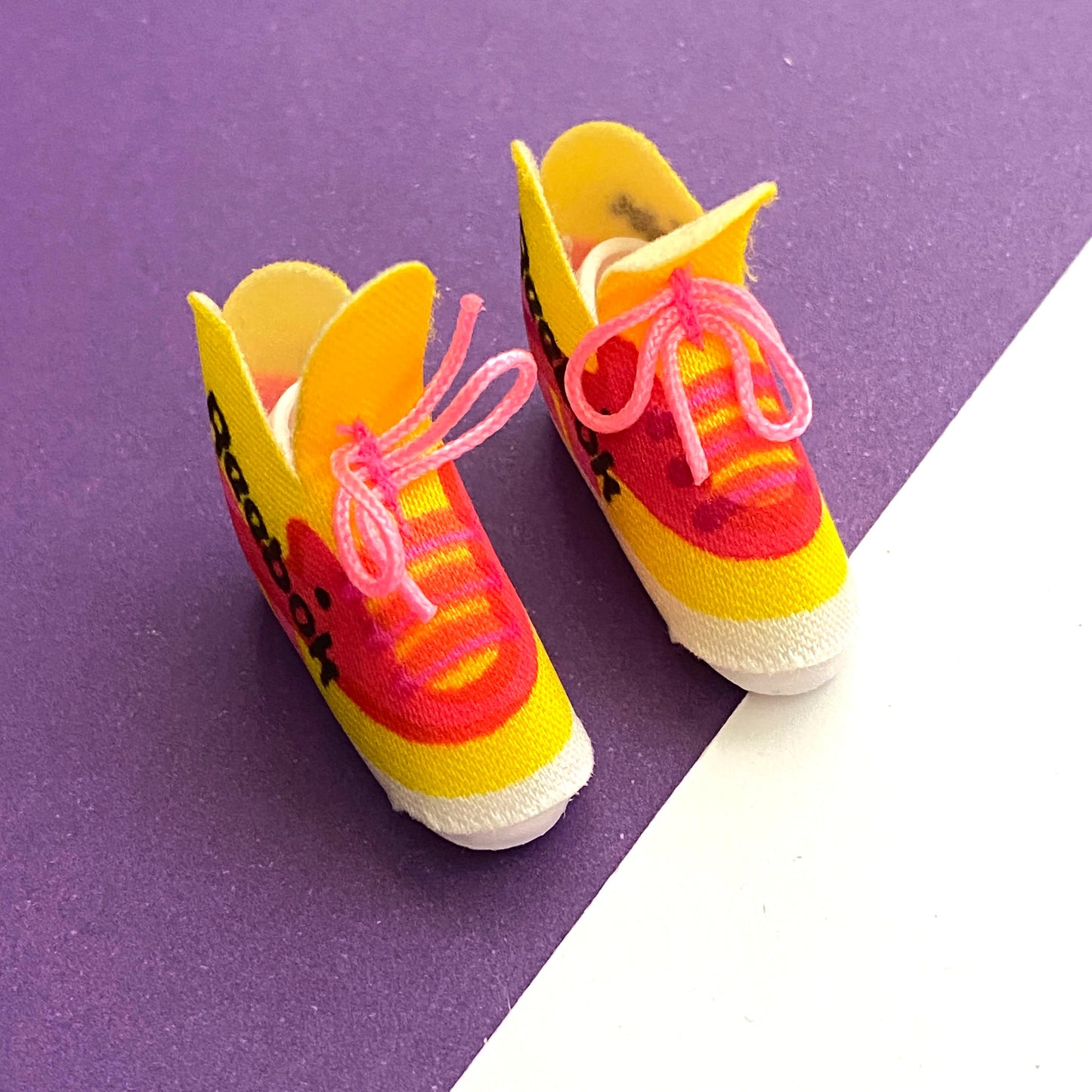 1990s Barbie Doll Yellow Reebok Tennis Shoes, Sneakers