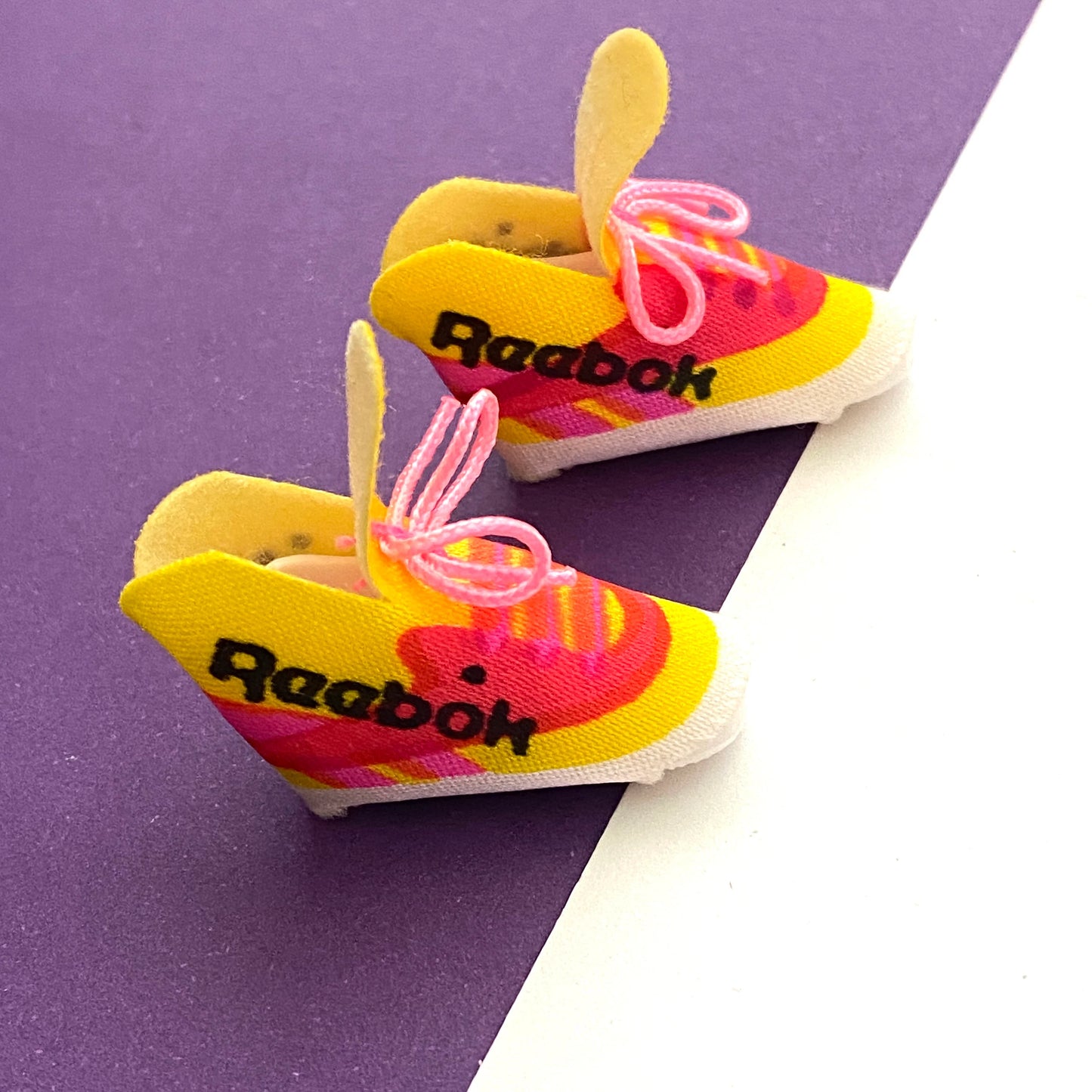 1990s Barbie Doll Yellow Reebok Tennis Shoes, Sneakers