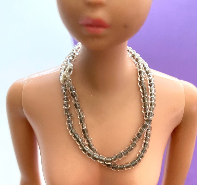 Vintage Barbie Commuter Set Necklace Double Strand Crystal Bead #916