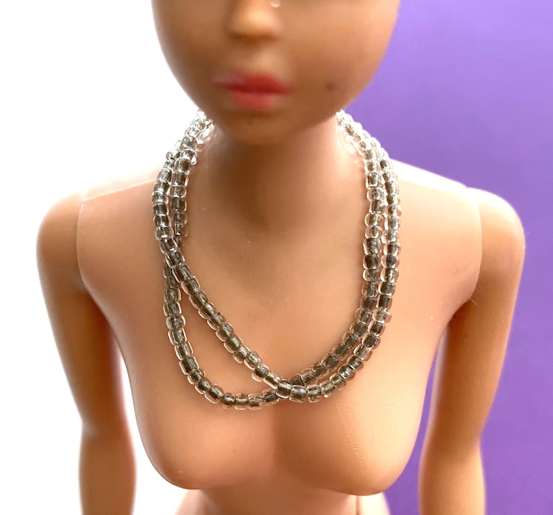 Vintage Barbie Commuter Set Necklace Double Strand Crystal Bead #916